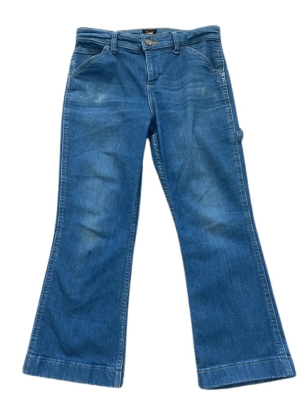 Lee Women’s Carpenter Jeans Bootcut Cropped Medium Blue Stretch Denim - Size 10M
